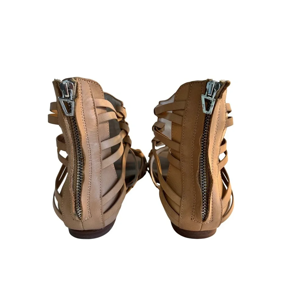 Matt Bernson Leather Gladiator Sandals Size 9 Tan Zip‎ Closure